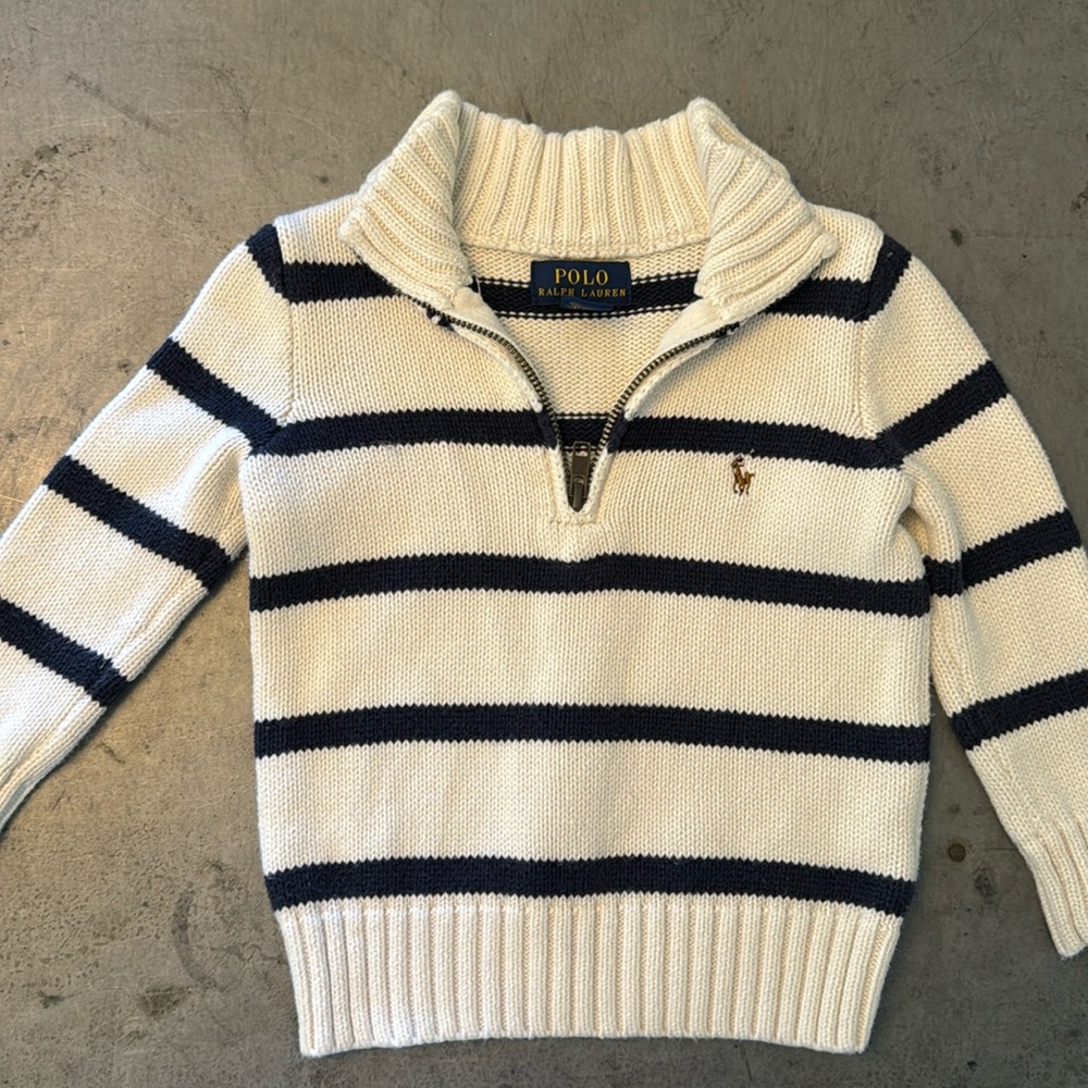 2T Polo Ralph Lauren quarter zip striped sweater.